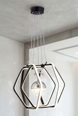 Morta Tek Toplu Siyah Power Led Avize, Mutfak Salon Hol Sarkıt Led Avize, 3 Renk Yanabilen Power Led Avize