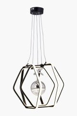 Morta Tek Toplu Siyah Power Led Avize, Mutfak Salon Hol Sarkıt Led Avize, 3 Renk Yanabilen Power Led Avize