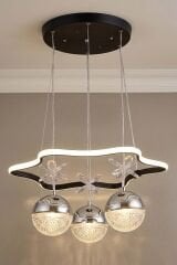 Tasarım Clara 3 Toplu Siyah Sarkıt Led Avize, Power Led Avize, 3 Renk Işık Özellikli Led Avize