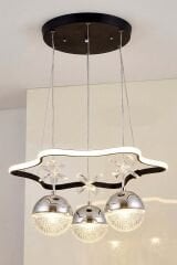 Tasarım Clara 3 Toplu Siyah Sarkıt Led Avize, Power Led Avize, 3 Renk Işık Özellikli Led Avize