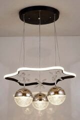 Tasarım Clara 3 Toplu Siyah Sarkıt Led Avize, Power Led Avize, 3 Renk Işık Özellikli Led Avize