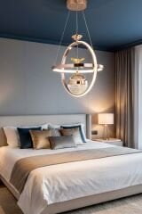 Meridyen Tek Top Gold Power Led Avize, 3 Renk Yanabilen Lüks Led Avize, Mutfak Salon Hol Oda Sarkıt Led Avize