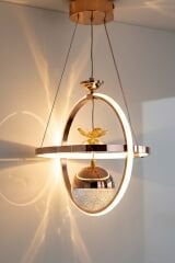 Meridyen Tek Top Gold Power Led Avize, 3 Renk Yanabilen Lüks Led Avize, Mutfak Salon Hol Oda Sarkıt Led Avize