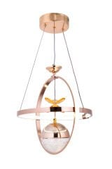 Meridyen Tek Top Gold Power Led Avize, 3 Renk Yanabilen Lüks Led Avize, Mutfak Salon Hol Oda Sarkıt Led Avize