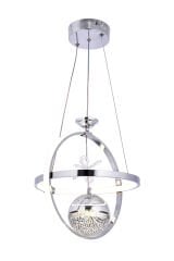 Meridyen Tek Top Krom Power Led Avize, 3 Renk Yanabilen Lüks Led Avize, Mutfak Salon Hol Oda Sarkıt Led Avize