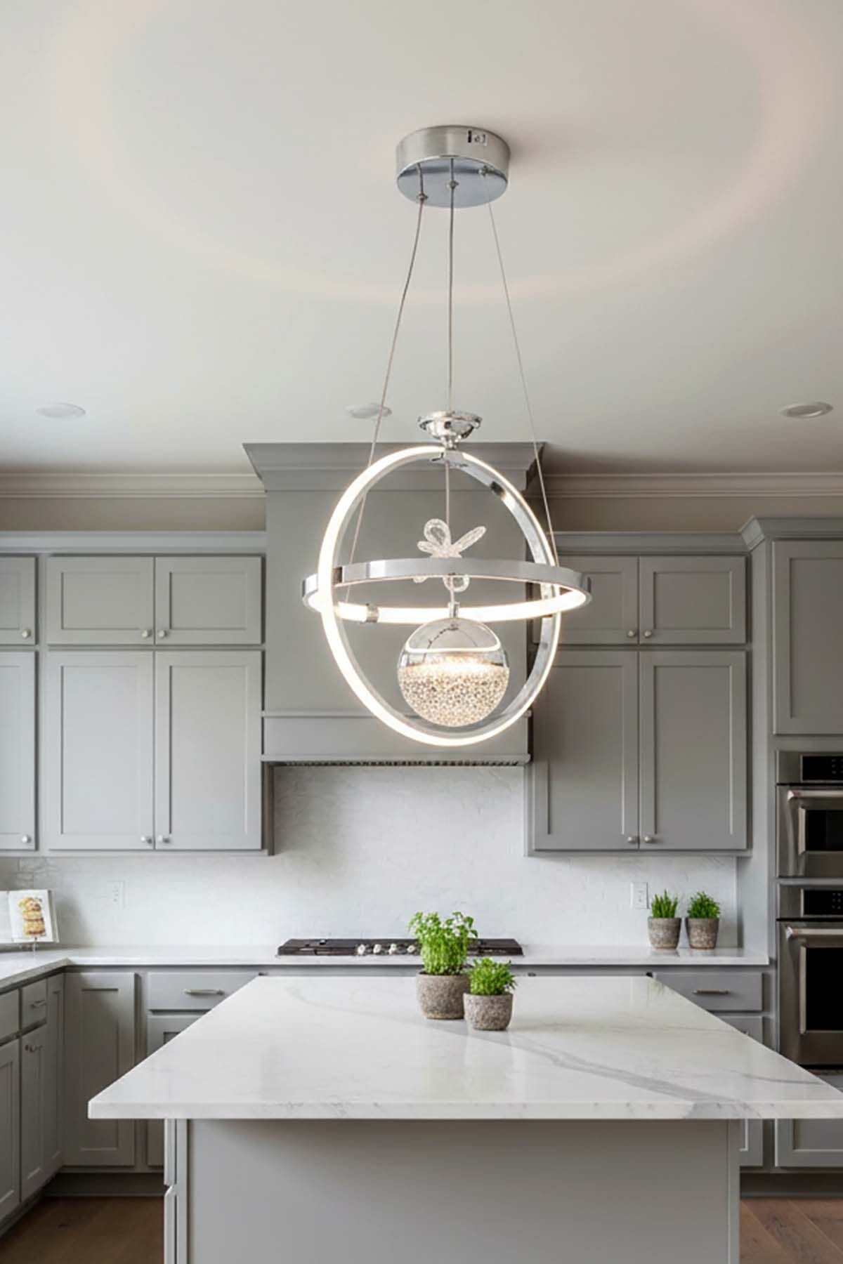 Meridyen Tek Top Siyah Power Led Avize, 3 Renk Yanabilen Lüks Led Avize, Mutfak Salon Hol Oda Sarkıt Led Avize