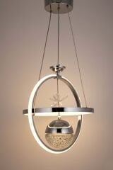 Meridyen Tek Top Siyah Power Led Avize, 3 Renk Yanabilen Lüks Led Avize, Mutfak Salon Hol Oda Sarkıt Led Avize