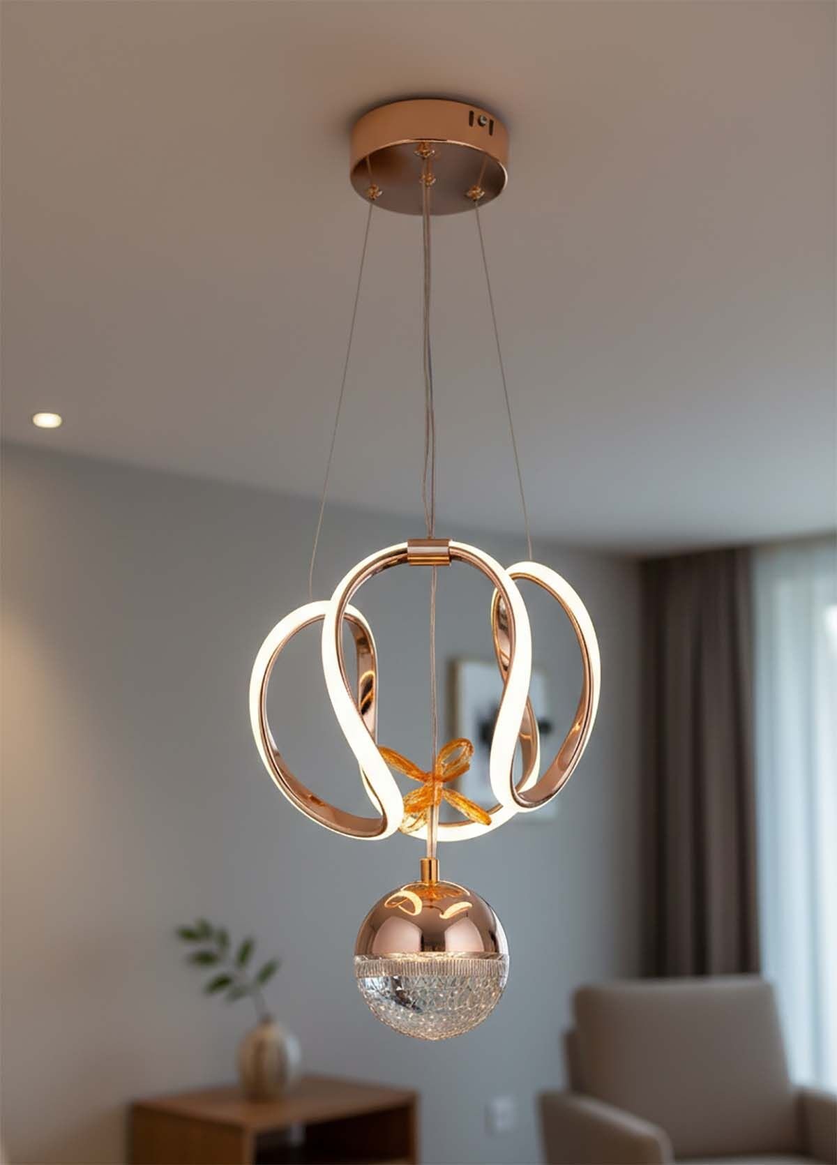 Tek Toplu Kiev Power Led Gold Avize, Mutfak Salon Hol Sarkıt Led Avize, 3 Renk Yanabilen Power Led Avize, Modern Avize