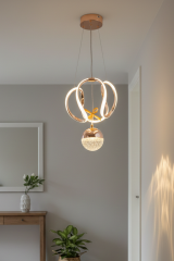 Tek Toplu Kiev Power Led Gold Avize, Mutfak Salon Hol Sarkıt Led Avize, 3 Renk Yanabilen Power Led Avize, Modern Avize