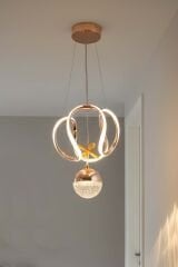 Tek Toplu Kiev Power Led Gold Avize, Mutfak Salon Hol Sarkıt Led Avize, 3 Renk Yanabilen Power Led Avize, Modern Avize