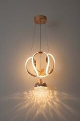 Tek Toplu Kiev Power Led Gold Avize, Mutfak Salon Hol Sarkıt Led Avize, 3 Renk Yanabilen Power Led Avize, Modern Avize