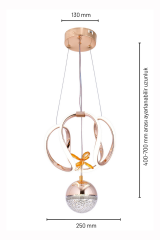 Tek Toplu Kiev Power Led Gold Avize, Mutfak Salon Hol Sarkıt Led Avize, 3 Renk Yanabilen Power Led Avize, Modern Avize