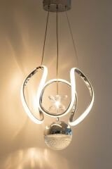 Tek Toplu Kiev Power Led Krom Avize, Mutfak Salon Hol Sarkıt Led Avize, 3 Renk Yanabilen Power Led Avize, Modern Avize