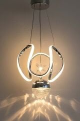 Tek Toplu Kiev Power Led Krom Avize, Mutfak Salon Hol Sarkıt Led Avize, 3 Renk Yanabilen Power Led Avize, Modern Avize