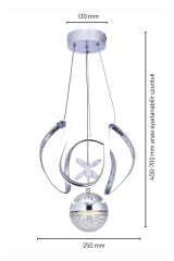 Tek Toplu Kiev Power Led Krom Avize, Mutfak Salon Hol Sarkıt Led Avize, 3 Renk Yanabilen Power Led Avize, Modern Avize