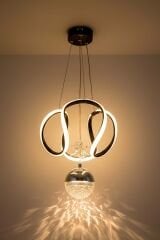 Tek Toplu Kiev Power Led Siyah Avize, Mutfak Salon Hol Sarkıt Led Avize, 3 Renk Yanabilen Power Led Avize, Modern Avize