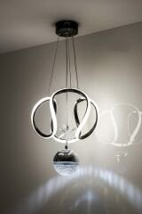 Tek Toplu Kiev Power Led Siyah Avize, Mutfak Salon Hol Sarkıt Led Avize, 3 Renk Yanabilen Power Led Avize, Modern Avize