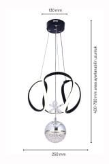 Tek Toplu Kiev Power Led Siyah Avize, Mutfak Salon Hol Sarkıt Led Avize, 3 Renk Yanabilen Power Led Avize, Modern Avize