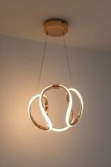 Minimal Kiev Power Led Gold Avize, Mutfak Salon Hol Sarkıt Led Avize, 3 Renk Yanabilen Power Led Avize, Modern Avize