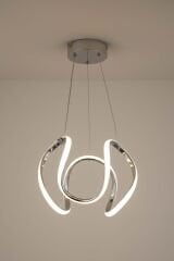 Minimal Kiev Power Led Krom Avize, Mutfak Salon Hol Sarkıt Led Avize, 3 Renk Yanabilen Power Led Avize, Modern Avize