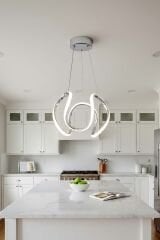 Minimal Kiev Power Led Krom Avize, Mutfak Salon Hol Sarkıt Led Avize, 3 Renk Yanabilen Power Led Avize, Modern Avize