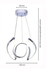 Minimal Kiev Power Led Krom Avize, Mutfak Salon Hol Sarkıt Led Avize, 3 Renk Yanabilen Power Led Avize, Modern Avize