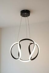 Minimal Kiev Power Led Siyah Avize, Mutfak Salon Hol Sarkıt Led Avize, 3 Renk Yanabilen Power Led Avize, Modern Avize