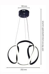 Minimal Kiev Power Led Siyah Avize, Mutfak Salon Hol Sarkıt Led Avize, 3 Renk Yanabilen Power Led Avize, Modern Avize