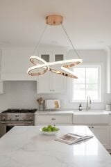 Modern Palermo Gold Power Led Avize, 3 Renk Yanabilen Lüks Led Avize, Mutfak Salon Hol Oda Sarkıt Led Avize