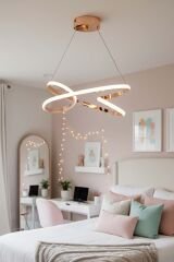 Modern Palermo Gold Power Led Avize, 3 Renk Yanabilen Lüks Led Avize, Mutfak Salon Hol Oda Sarkıt Led Avize