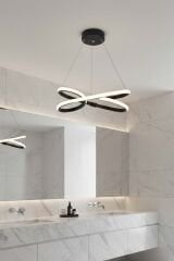 Modern Palermo Siyah Power Led Avize, 3 Renk Yanabilen Lüks Led Avize, Mutfak Salon Hol Oda Sarkıt Led Avize