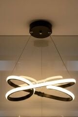 Modern Palermo Siyah Power Led Avize, 3 Renk Yanabilen Lüks Led Avize, Mutfak Salon Hol Oda Sarkıt Led Avize