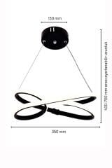 Modern Palermo Siyah Power Led Avize, 3 Renk Yanabilen Lüks Led Avize, Mutfak Salon Hol Oda Sarkıt Led Avize