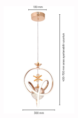 Modern Prag Gold Power Led Avize, 3 Renk Yanabilen Lüks Led Avize, Mutfak Salon Hol Oda Sarkıt Led Avize