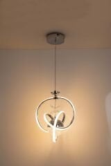 Modern Prag Krom Power Led Avize, 3 Renk Yanabilen Lüks Led Avize, Mutfak Salon Hol Oda Sarkıt Led Avize