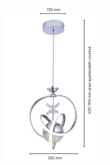 Modern Prag Krom Power Led Avize, 3 Renk Yanabilen Lüks Led Avize, Mutfak Salon Hol Oda Sarkıt Led Avize