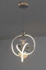 Modern Prag Krom Power Led Avize, 3 Renk Yanabilen Lüks Led Avize, Mutfak Salon Hol Oda Sarkıt Led Avize