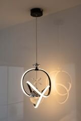 Modern Prag Siyah Power Led Avize, 3 Renk Yanabilen Lüks Led Avize, Mutfak Salon Hol Oda Sarkıt Led Avize