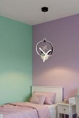 Modern Prag Siyah Power Led Avize, 3 Renk Yanabilen Lüks Led Avize, Mutfak Salon Hol Oda Sarkıt Led Avize