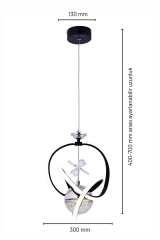 Modern Prag Siyah Power Led Avize, 3 Renk Yanabilen Lüks Led Avize, Mutfak Salon Hol Oda Sarkıt Led Avize