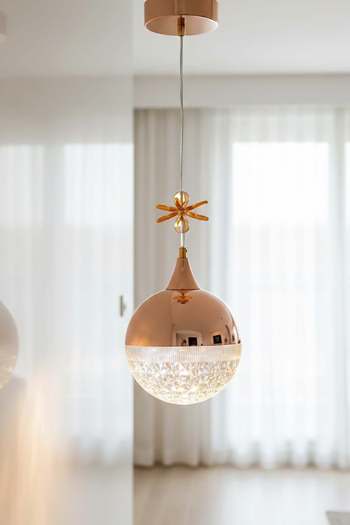 Lüks Tasarım Gold Asya Led Avize, Mutfak Salon Hol Oda Sarkıt Led Avize, 3 Renk Yanabilen Lüks Led Avize