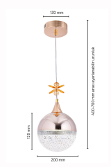 Lüks Tasarım Gold Asya Led Avize, Mutfak Salon Hol Oda Sarkıt Led Avize, 3 Renk Yanabilen Lüks Led Avize