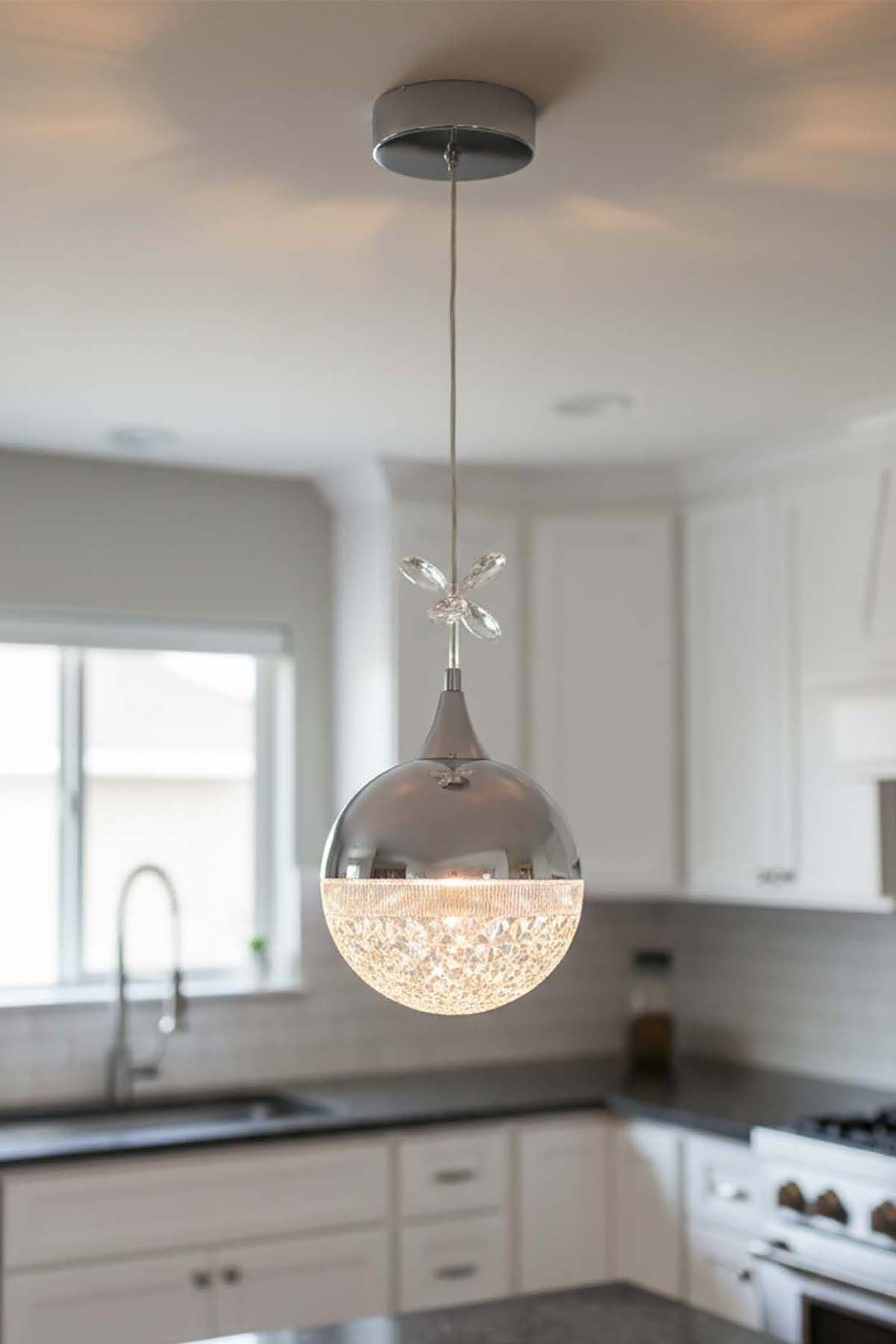 Lüks Tasarım Krom Asya Led Avize, Mutfak Salon Hol Oda Sarkıt Led Avize, 3 Renk Yanabilen Lüks Led Avize