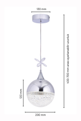 Lüks Tasarım Krom Asya Led Avize, Mutfak Salon Hol Oda Sarkıt Led Avize, 3 Renk Yanabilen Lüks Led Avize