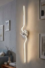 Dekoratif Minerva Krom Led Duvar Aplik, Elektrikli 3 Renk Yanabilen Power Led Aplik, İç Mekan Modern Aydınlatma