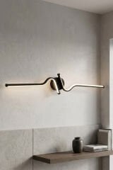 Dekoratif Minerva Siyah Led Duvar Aplik, Elektrikli 3 Renk Yanabilen Power Led Aplik, İç Mekan Modern Aydınlatma