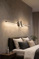 Dekoratif Minerva Siyah Led Duvar Aplik, Elektrikli 3 Renk Yanabilen Power Led Aplik, İç Mekan Modern Aydınlatma