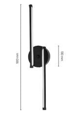 Dilge Siyah Led Duvar Aplik, Elektrikli 3 Renk Yanabilen Power Led Aplik, İç Mekan Modern Aydınlatma