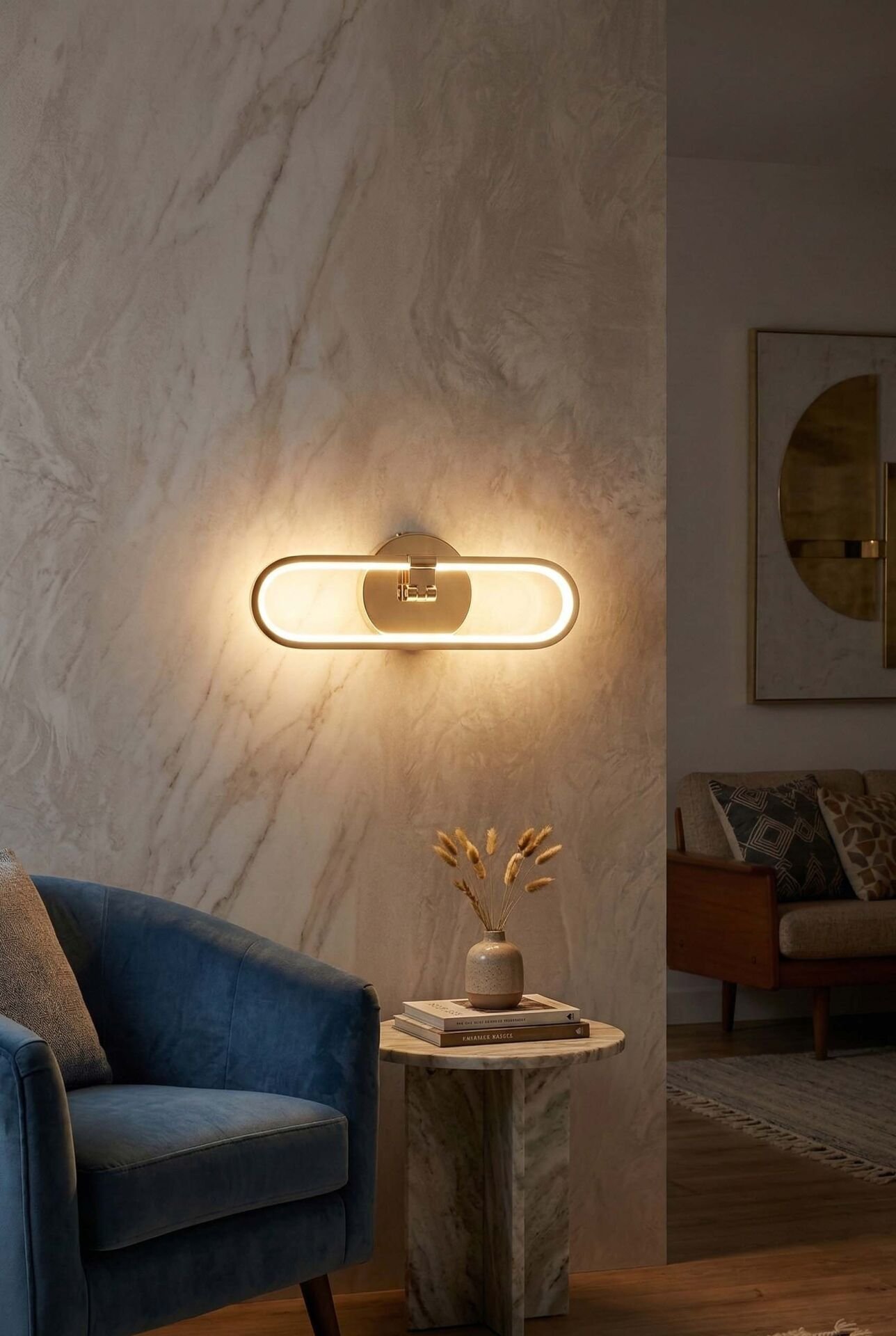 Reyes Model Gold Led Duvar Aplik, Elektrikli 3 Renk Yanabilen Power Led Aplik, İç Mekan Modern Aydınlatma