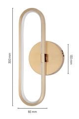 Reyes Model Gold Led Duvar Aplik, Elektrikli 3 Renk Yanabilen Power Led Aplik, İç Mekan Modern Aydınlatma